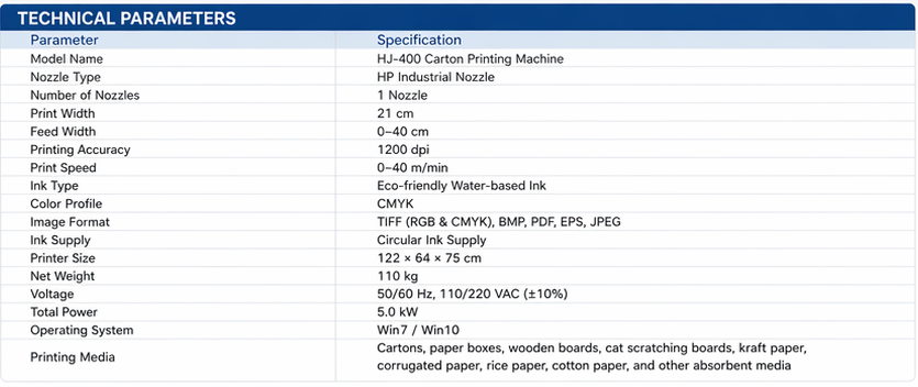 HJ-400 Digital Carton Printer | 1200 DPI | Corrugated Packaging