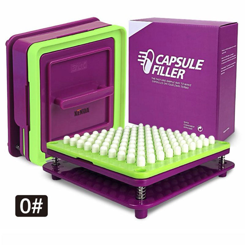 Purple ABS Manual Capsule Filling Machine | 100-Hole | Size 000#–3#