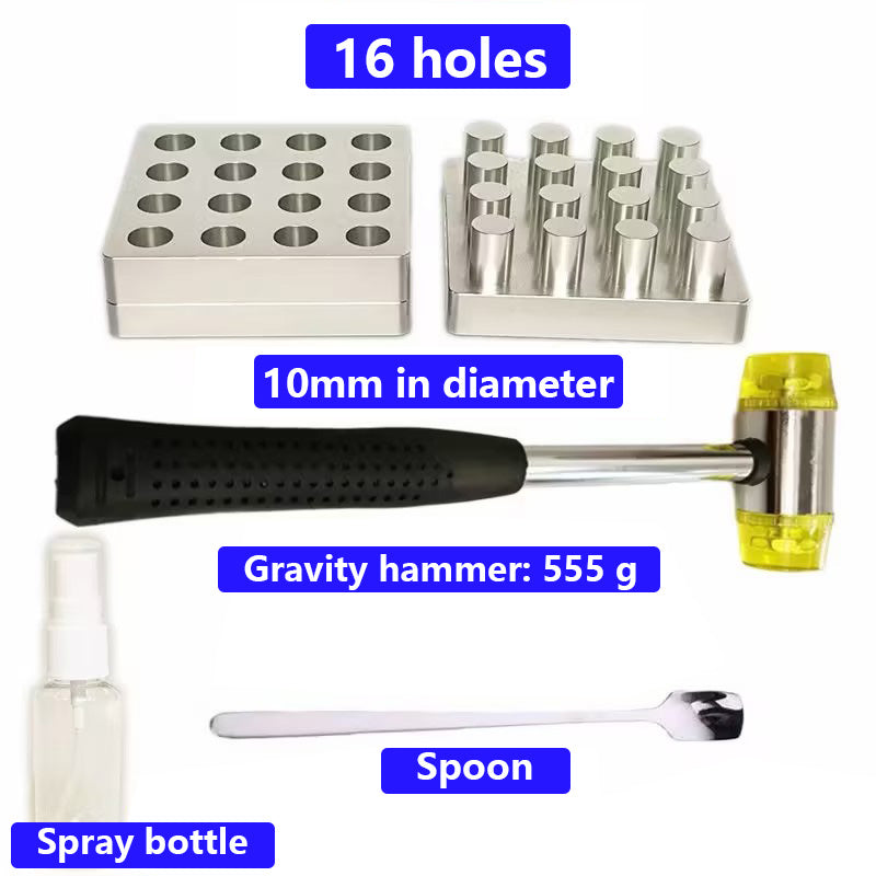 Food-Grade Stainless Steel Tablet Press Die Set 16-Hole | Kit
