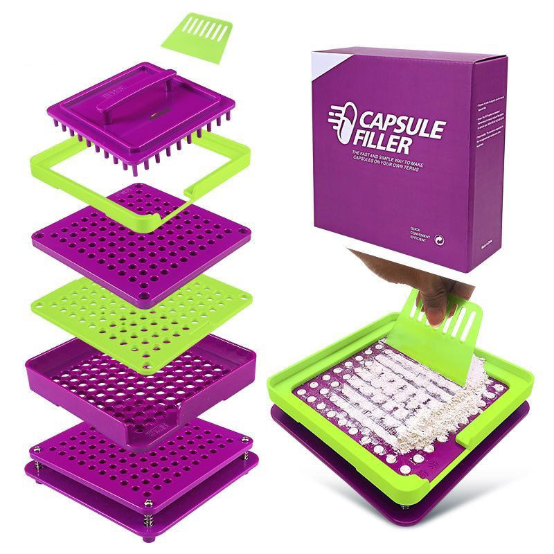 Purple ABS Manual Capsule Filling Machine | 100-Hole | Size 000#–3#
