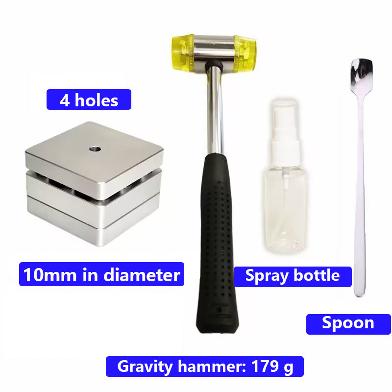 4-Hole Stainless Steel Tablet Mold Kit | 10 mm | Mallet Included
