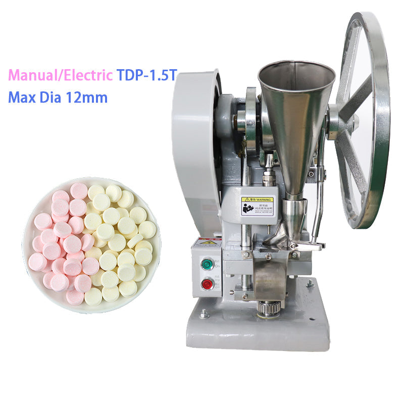TDP-1.5 tablet press with hopper and handwheel