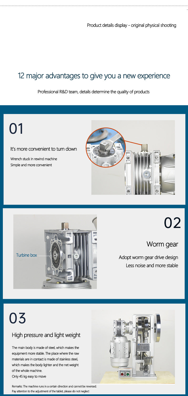 750W Single Punch Tablet Press | 304 Stainless Contact Parts