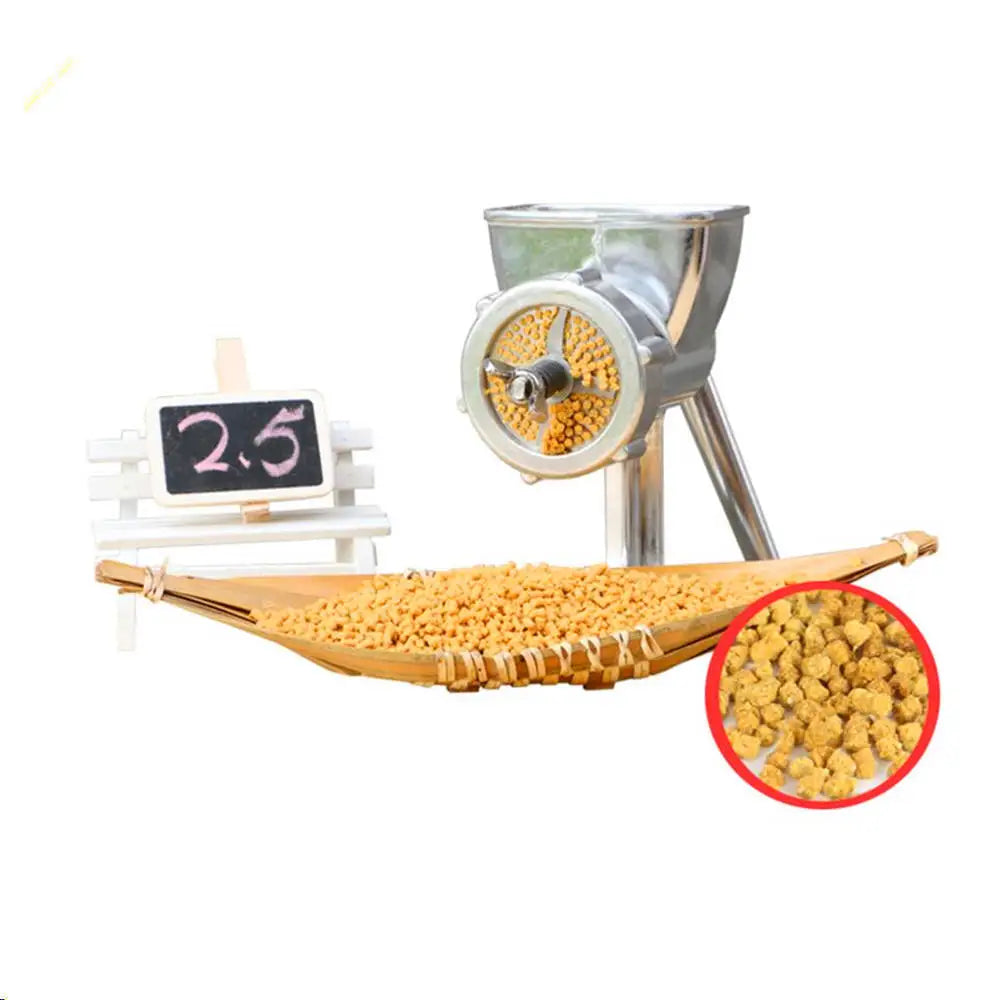 Manual feed pellet maker with feed ingredients