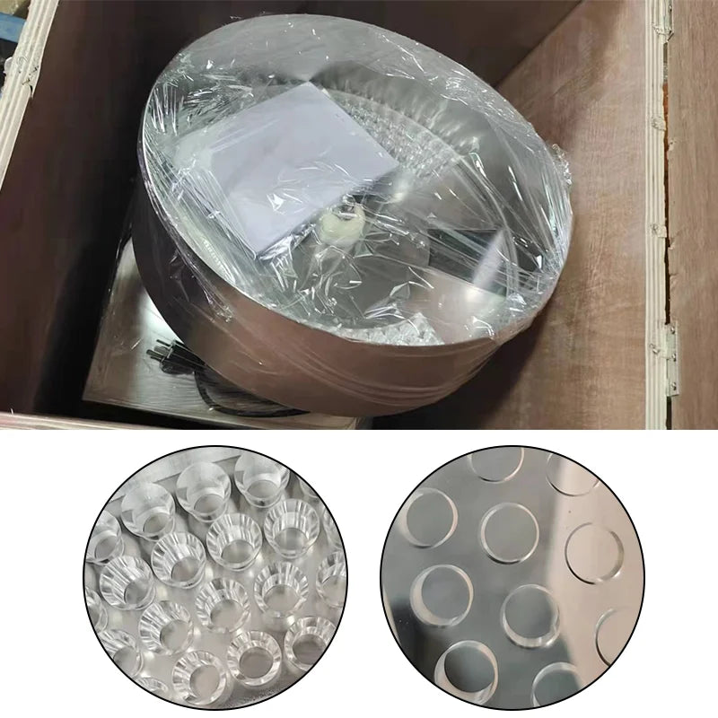 TC-400 counting disc packaging and hole-size detail views