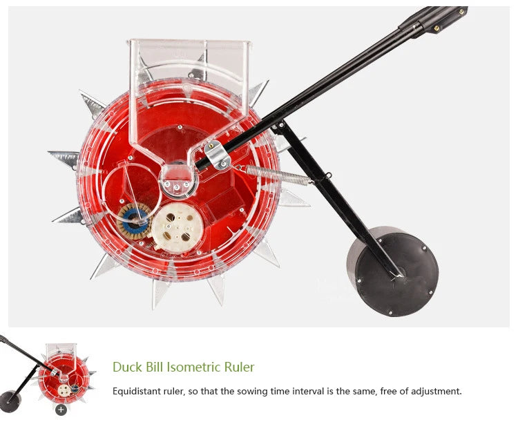 YP-J080-L push seeder with handle and rear wheel