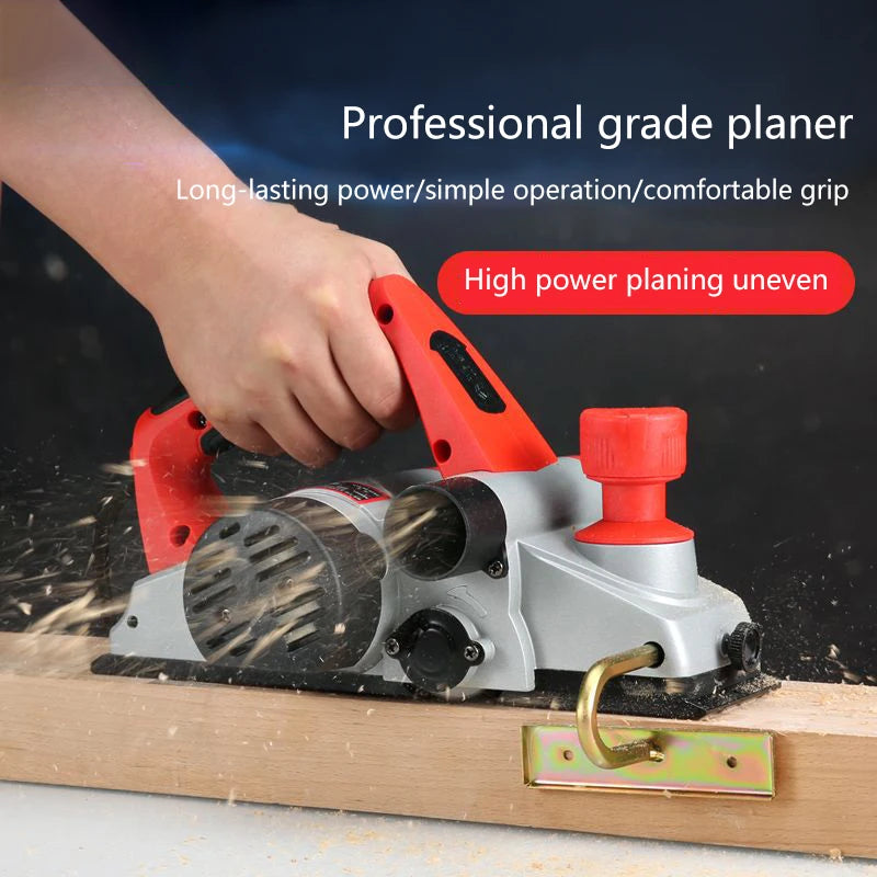 YP-J246-W wood planer in use on a wooden board